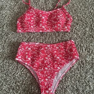 SHEIN Red and White Bikini Set